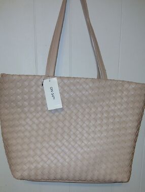 On 34th/Weihai Beige Woven Tote Bag
